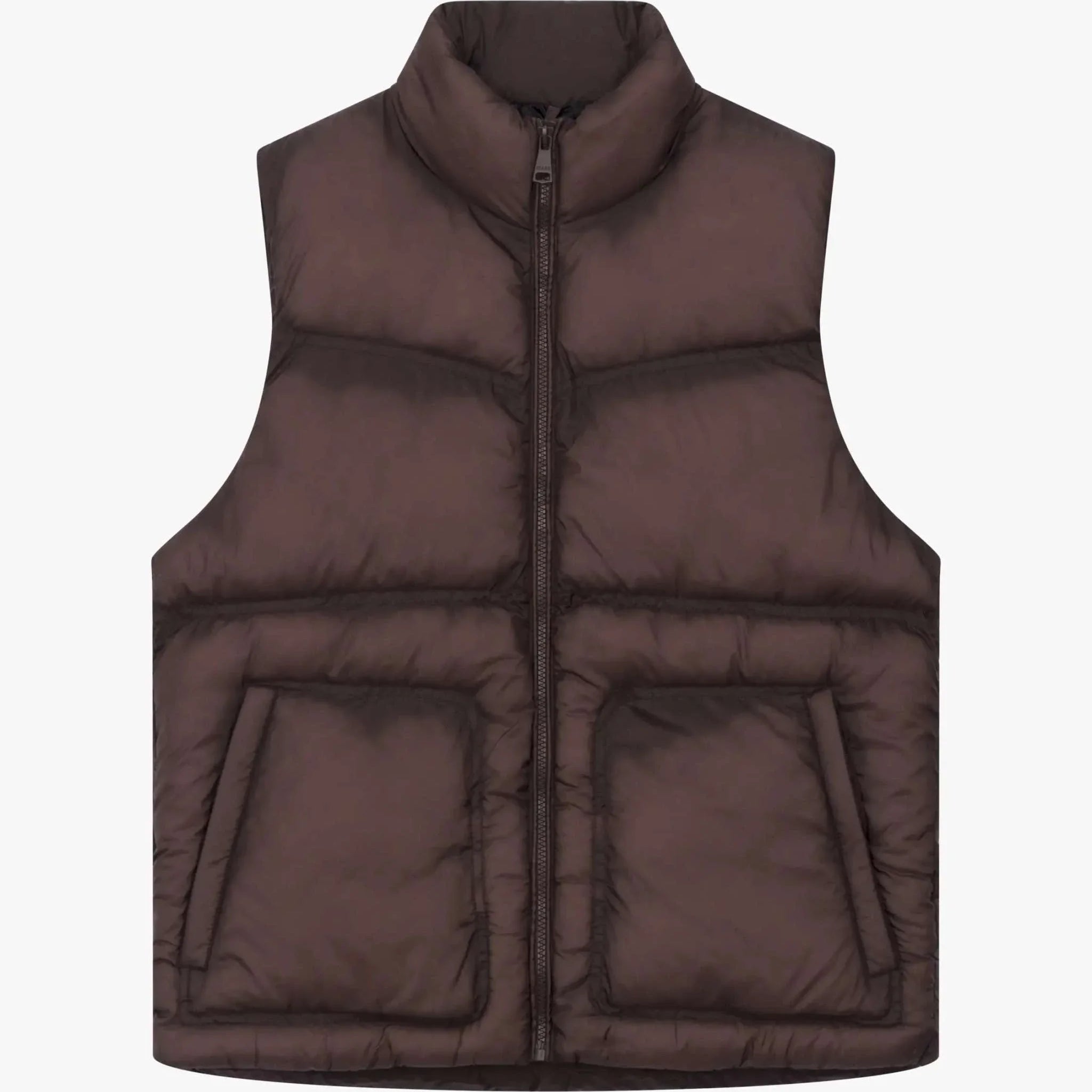 Siarr Contrast Gilet brown regular fit nylon vest with zippered pockets and full zip fastening