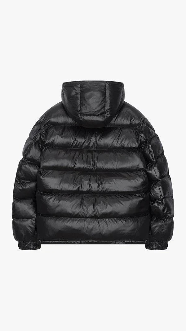 Siarr Lightweight Jacket black puffer with detachable hood and zippered pockets