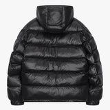 Siarr Lightweight Jacket black puffer with detachable hood and zippered pockets