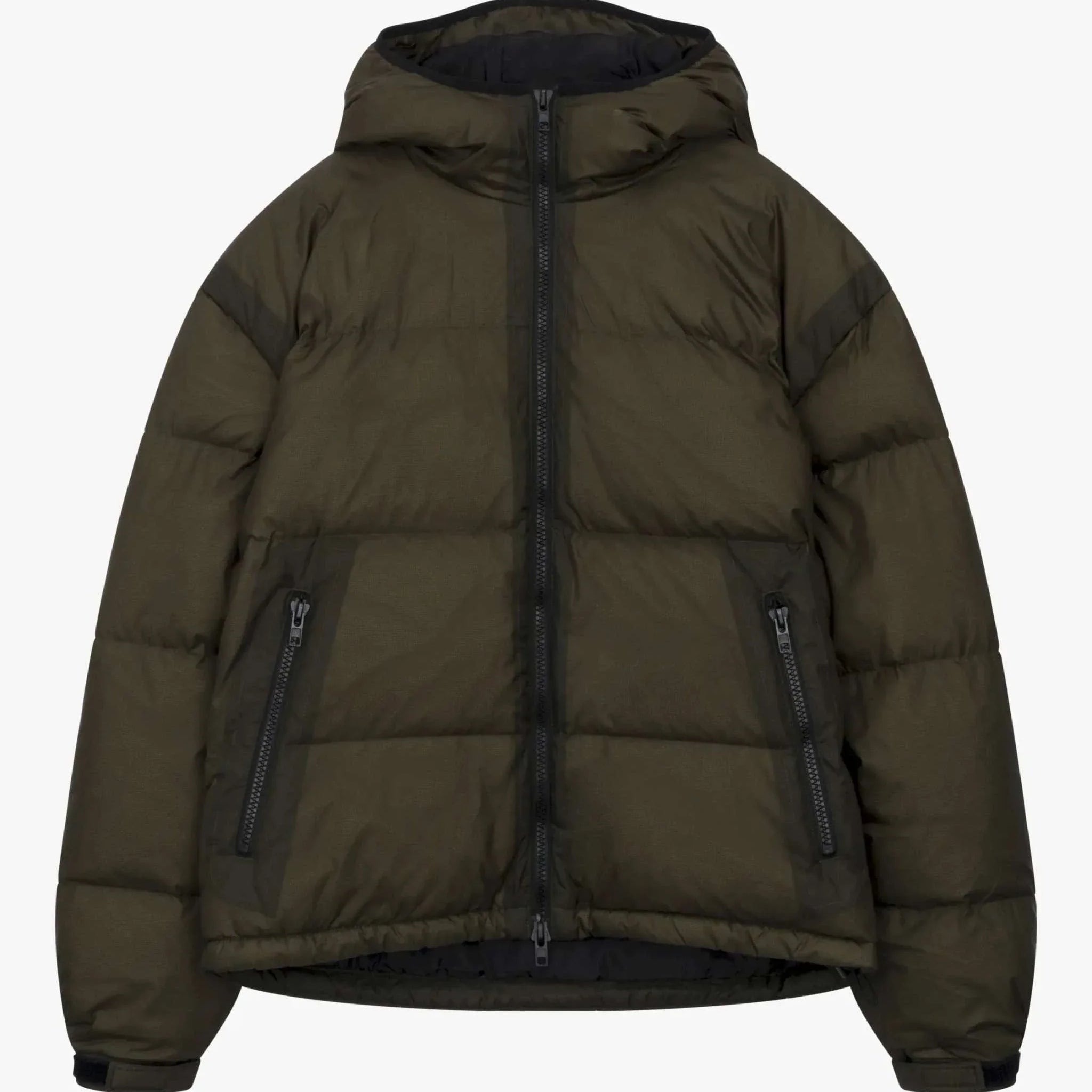 Siarr Translucent Ripstop khaki puffer jacket with side zip pockets and full zip fastening
