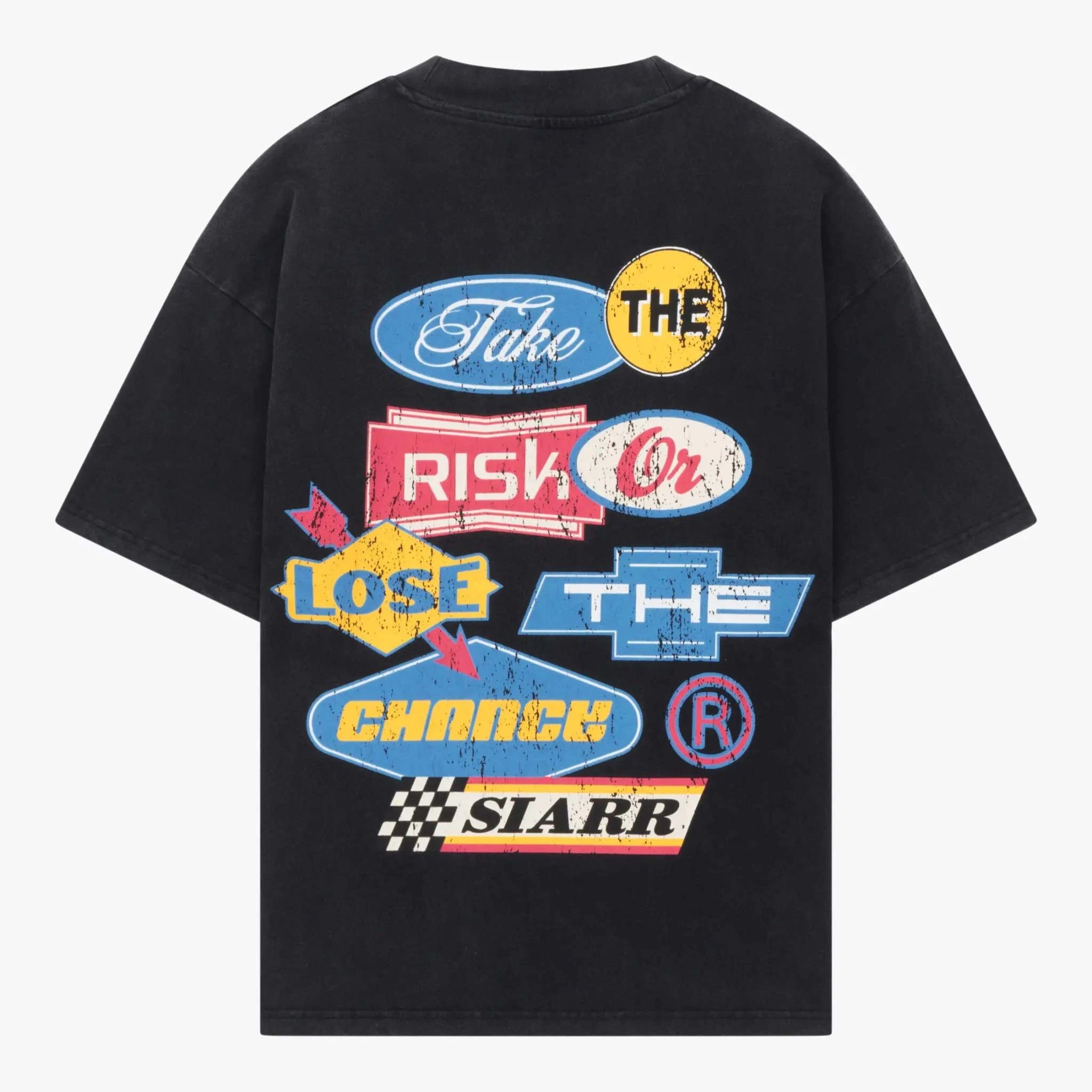 Siarr Take The Risk Tee vintage black graphic t-shirt with bold back print and relaxed fit
