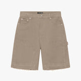 Siarr Rio Shorts Beige with raw hem, belt loops, and front detailing.