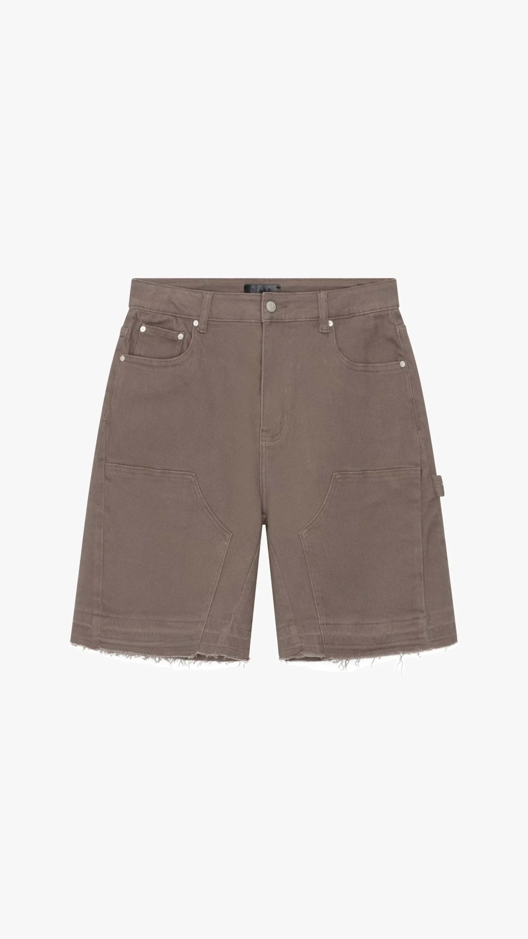 Siarr Rio Shorts Sage with raw hem and branded details.