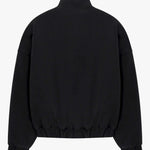 Siarr Washed Quilted Bomber Jacket in washed black, back view.