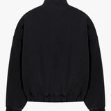 Siarr Washed Quilted Bomber Jacket in washed black, back view.