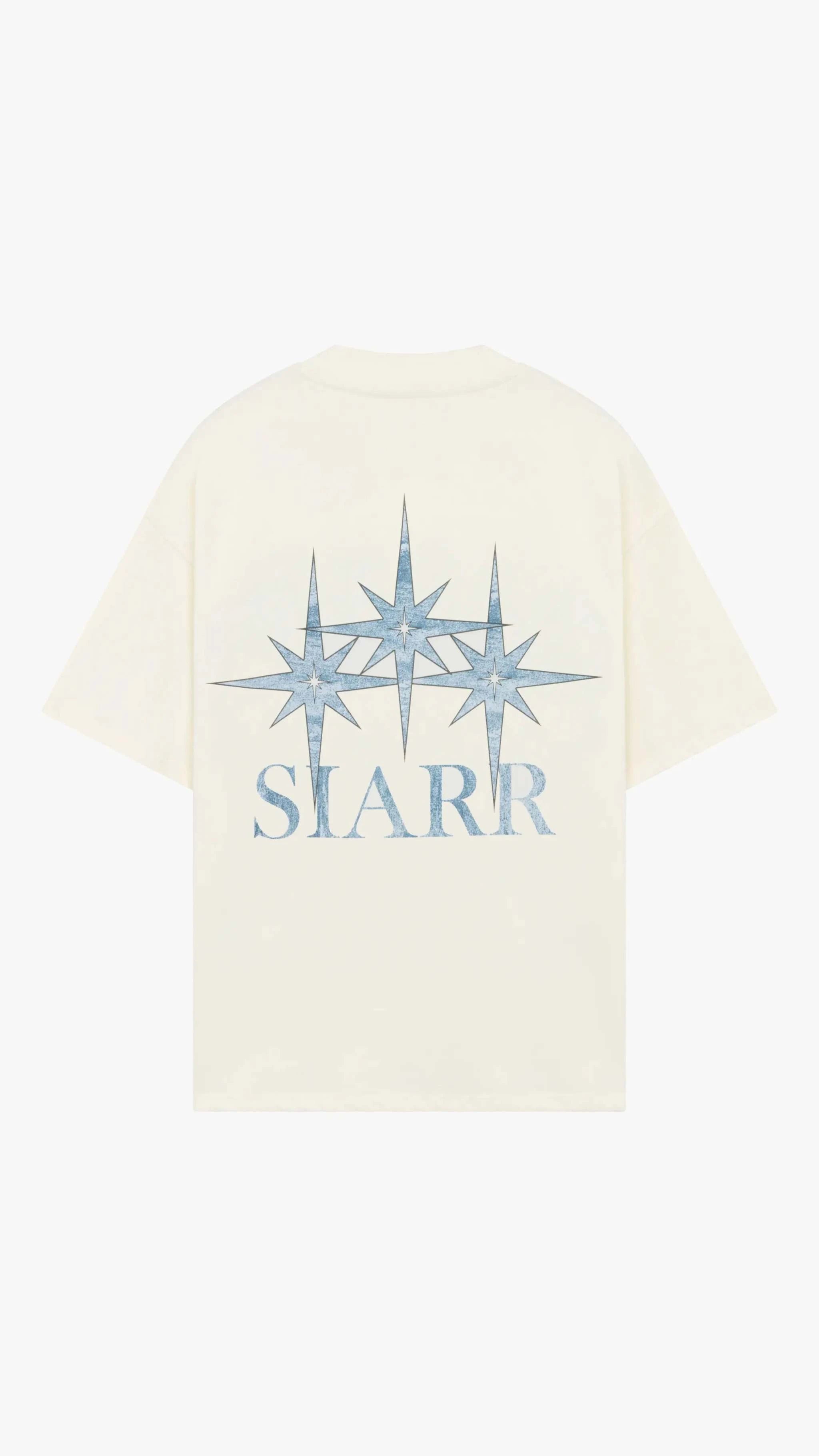 Siarr Stardust Tee white graphic t-shirt with relaxed fit and back print in premium cotton