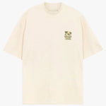 Siarr Palm Tee oversized fit beige cotton t-shirt with ribbed neck and small palm graphic on chest