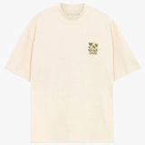 Siarr Palm Tee oversized fit beige cotton t-shirt with ribbed neck and small palm graphic on chest