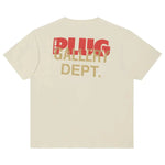 Gallery Dept. Toymaker Antique White T-shirt with red and gold bold graphic text on the back