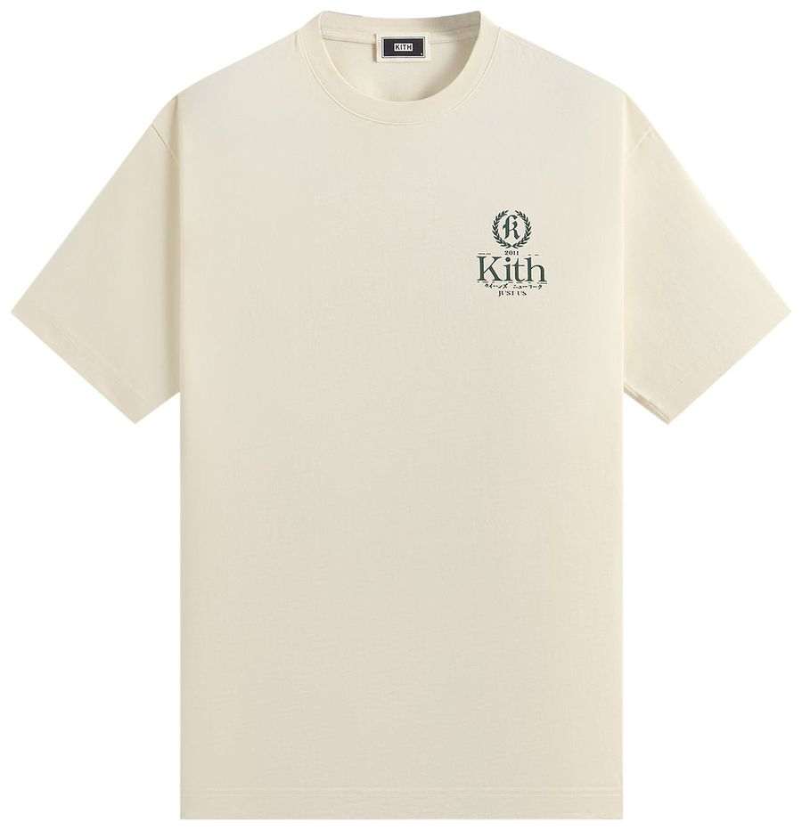 Kith Insignia vintage cream tee with small logo on chest