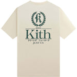 Cream Kith Insignia Vintage Tee Silk with green logo and Japanese text on back