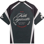 Kith x Cigarette Racing black and white mesh jersey with racing team logo and graphic details