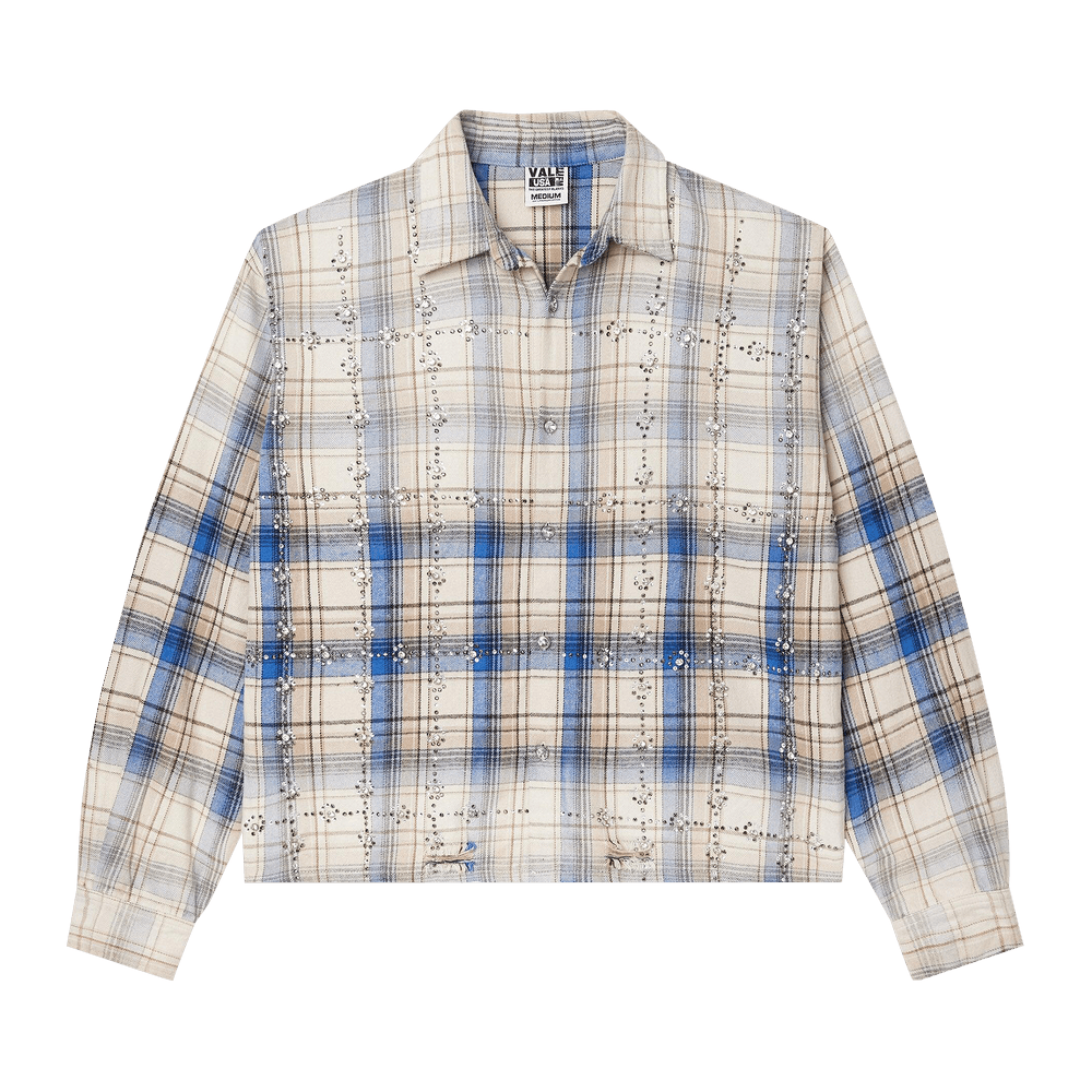 Vale Forever Skyfall flannel shirt in cream and blue colors