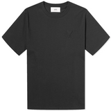 Ami Paris black t-shirt with embossed heart logo on chest