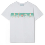 Casablanca Playful Stripes white T-shirt with green stripes and sporty graphic design