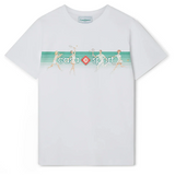 Casablanca Playful Stripes white T-shirt with green stripes and sporty graphic design