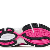 Bottom view of Wmns Gel 1130 Neon Pack running shoe in pink with black and white sole detailing