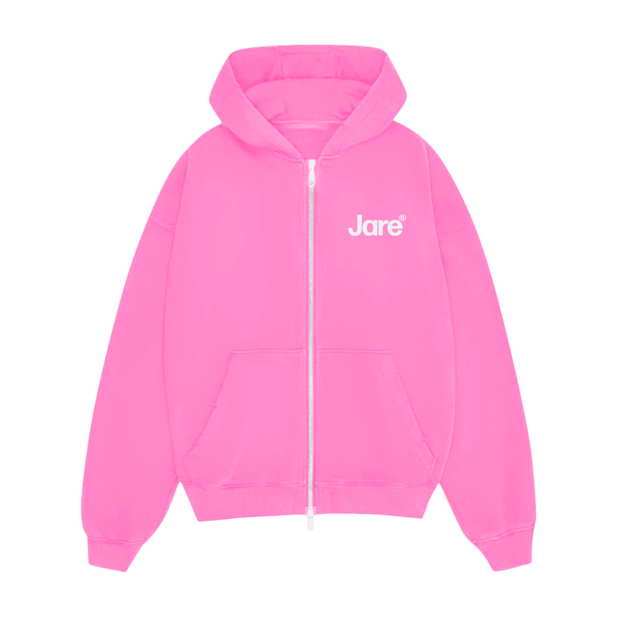 Jare Crew Zipper in pink color with full front zipper and crew neck design