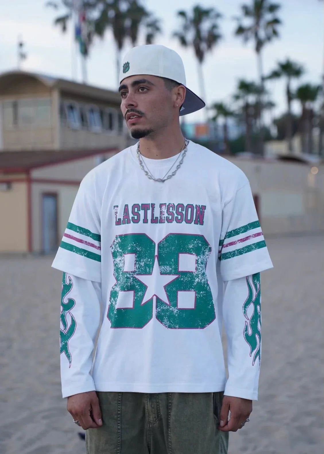 Last Lesson Double Sleeve Jersey with graphic print.