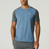Men's Reprimo Flight T-Shirt in Air Force Blue and Gunmetal with athletic fit and reflective strips for visibility.