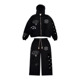 Suavo World Checkerboard Zip Hoodie Black