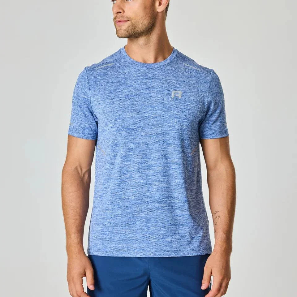 Reprimo Pulse T-Shirt - Indigo worn by a model.