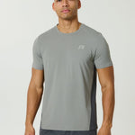 Reprimo Vortex T-Shirt in Faded Dune and Slate with ergonomic panels and lightweight fabric for performance and comfort