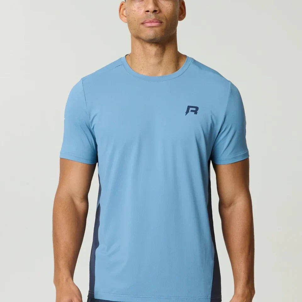 Reprimo Vortex T-Shirt in dusty blue with ergonomic panels and lightweight performance fabric