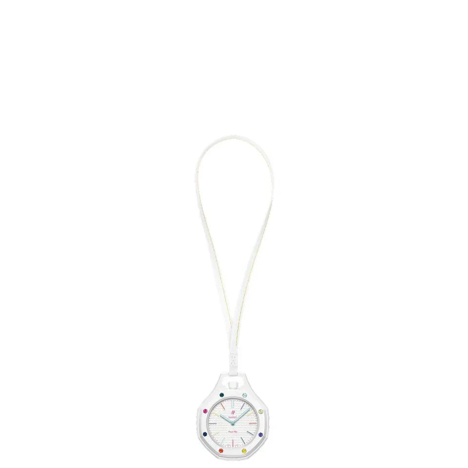 Swatch x Audemars Piguet Bioceramic Royal Pop Huit Blanc watch close-up