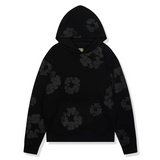 DENIM TEARS Cotton Wreath Hoodie in Triple Black.