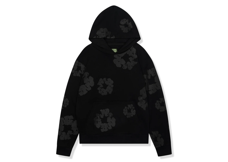 DENIM TEARS Cotton Wreath Hoodie in Triple Black.