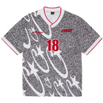 Corteiz Stellations Football Jersey Black with number 18 and abstract pattern.