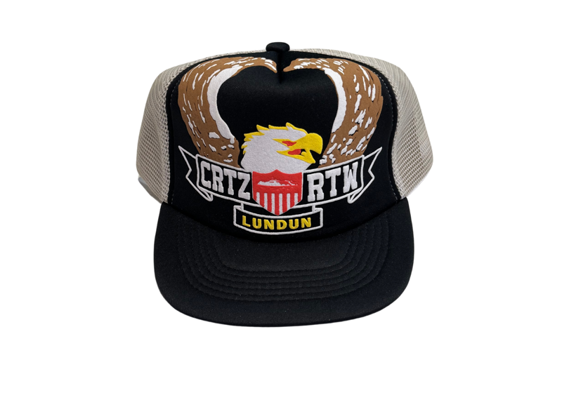 Corteiz Dipset Trucker Hat Black with eagle and antler design.