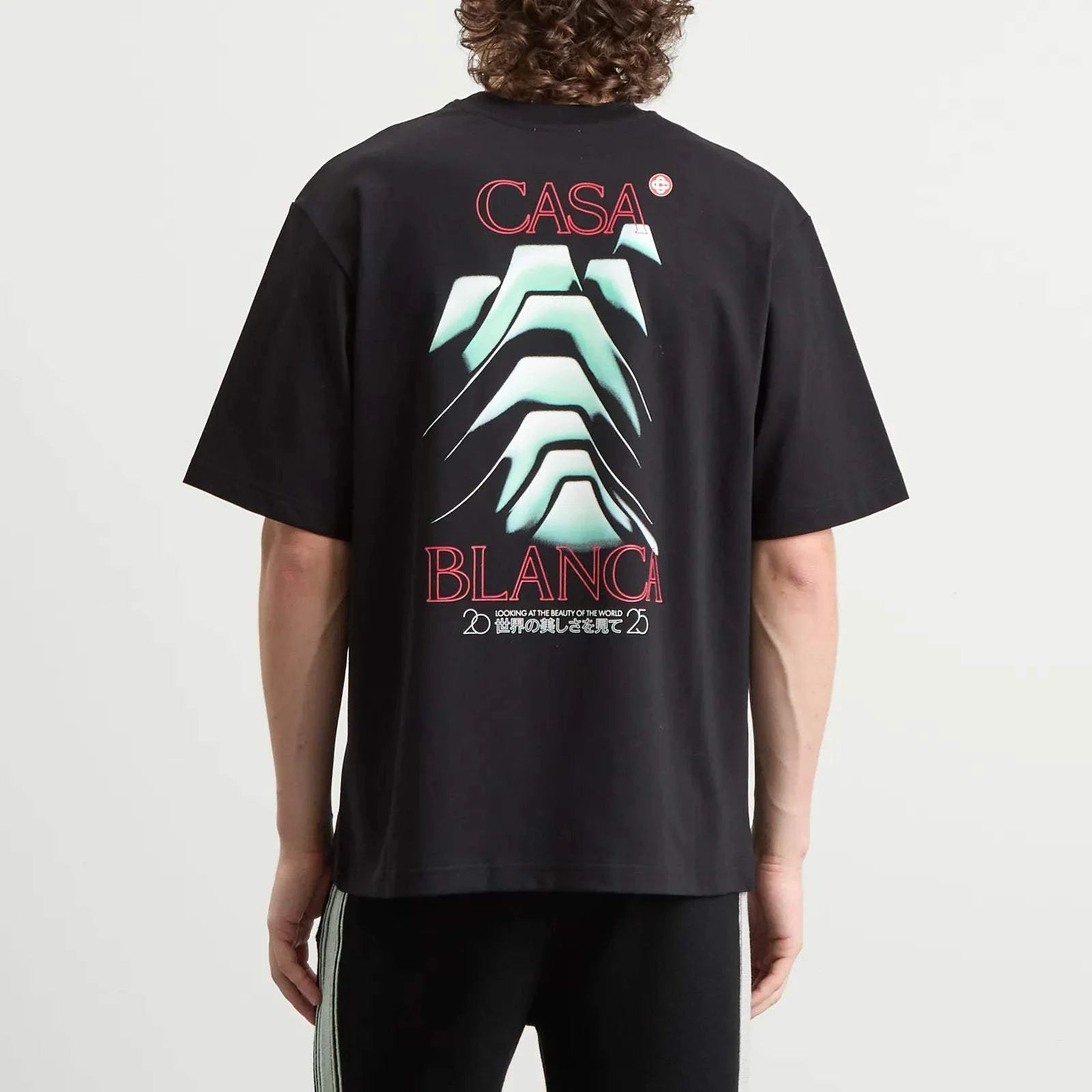 Black Casablanca Frosty Mountain graphic t-shirt with mountain design on back