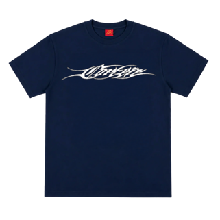 Corteiz Tribal Tee navy blue shirt with tribal design
