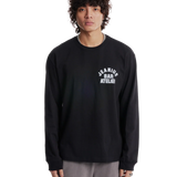 Jeanius Bar Atelier Varsity Long Sleeve black and white vintage washed t-shirt made in London with relaxed boxy fit