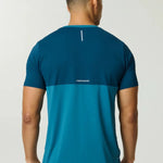 Reprimo Flight T-Shirt in lake blue and teal with breathable fabric and reflective strips for athletic performance