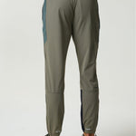 Reprimo Vortex Pants in dark moss and grey velvet with ergonomic panels and adjustable waistband for performance and comfort