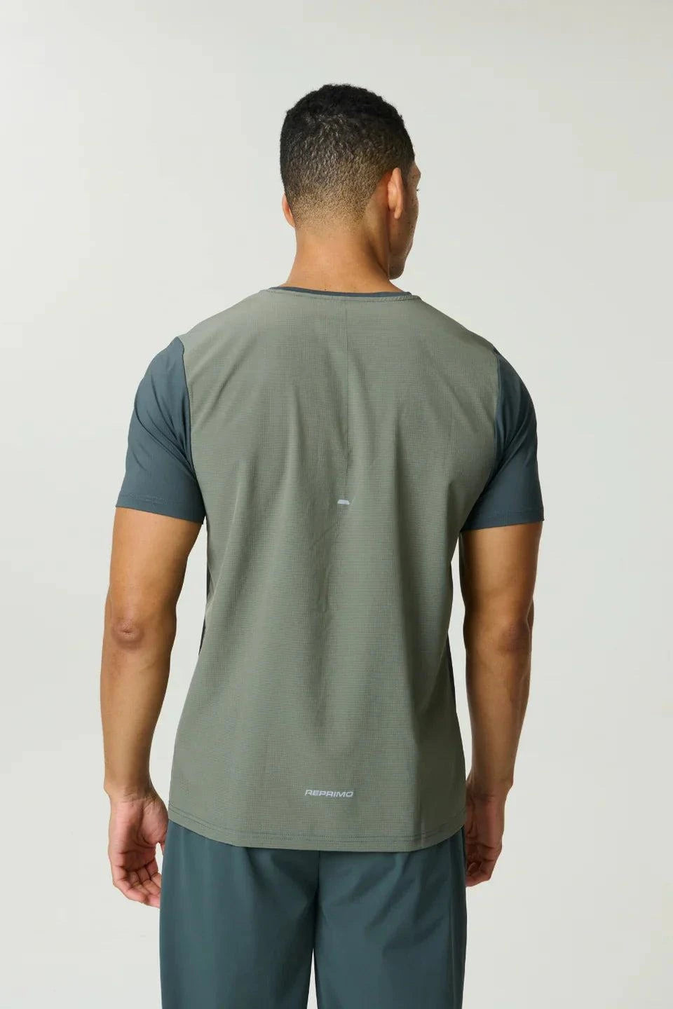 Reprimo Clima T-Shirt in dark moss and khaki with lightweight, moisture-wicking fabric and athletic fit for high-intensity training