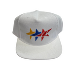 Corteiz C-Star Corduroy Trucker Hat in White with colorful logo design.