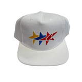 Corteiz C-Star Corduroy Trucker Hat in White with colorful logo design.