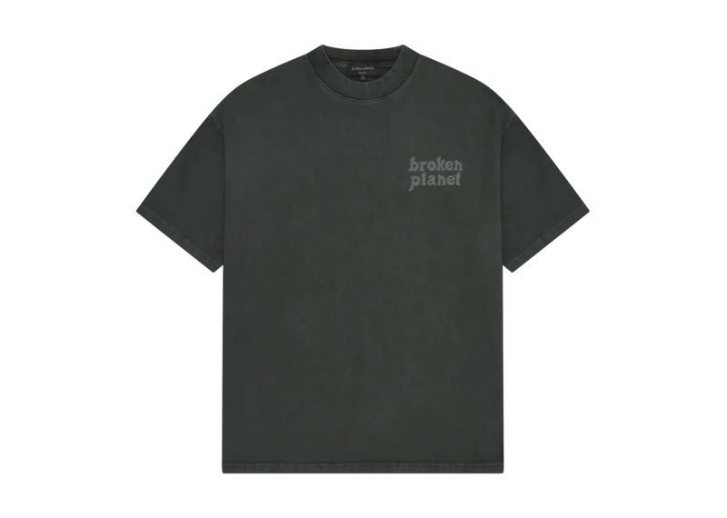 BROKEN PLANET MARKET T-shirt in washed soot black, minimalist design.