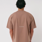 Natural Art Studio Mocha Tee with screen printed back logo, boxy fit, oversized drop shoulder, made of 100% cotton.