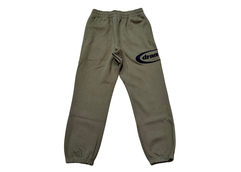Olive green Drama Call Sweatpants with logo.