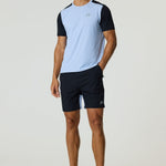 Reprimo Flight T-Shirt in black and dusky sky with lightweight, breathable fabric and reflective strips for enhanced visibility during athletic activities.
