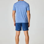 Reprimo Pulse T-Shirt in Indigo worn by male model, rear view.