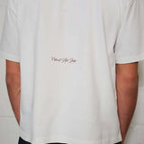Natural Art Studio white cotton boxy fit tee with red back logo print.