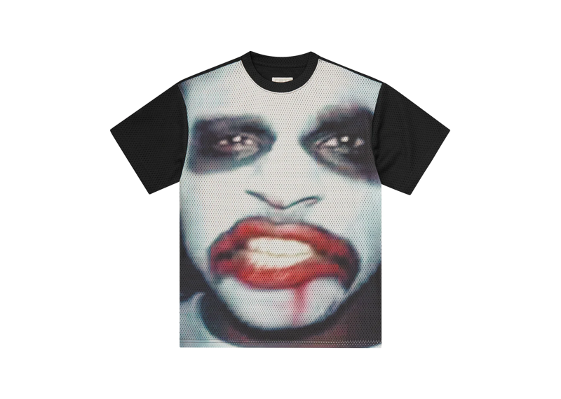 Corteiz Cypher Jersey black with graphic face print and mesh fabric sleeves