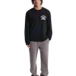 Jeanius Bar Atelier Varsity long sleeve black and white heavyweight french terry shirt with relaxed boxy fit and vintage wash