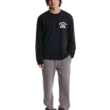 Jeanius Bar Atelier Varsity long sleeve black and white heavyweight french terry shirt with relaxed boxy fit and vintage wash